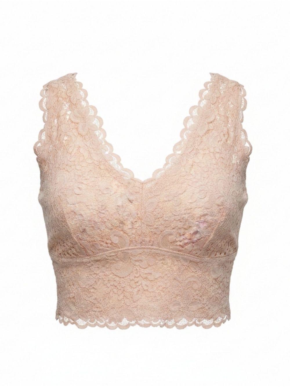 Express Women's Lace V-Neck Crop Top in Blush Pink Size XL Casual Cami Going Out